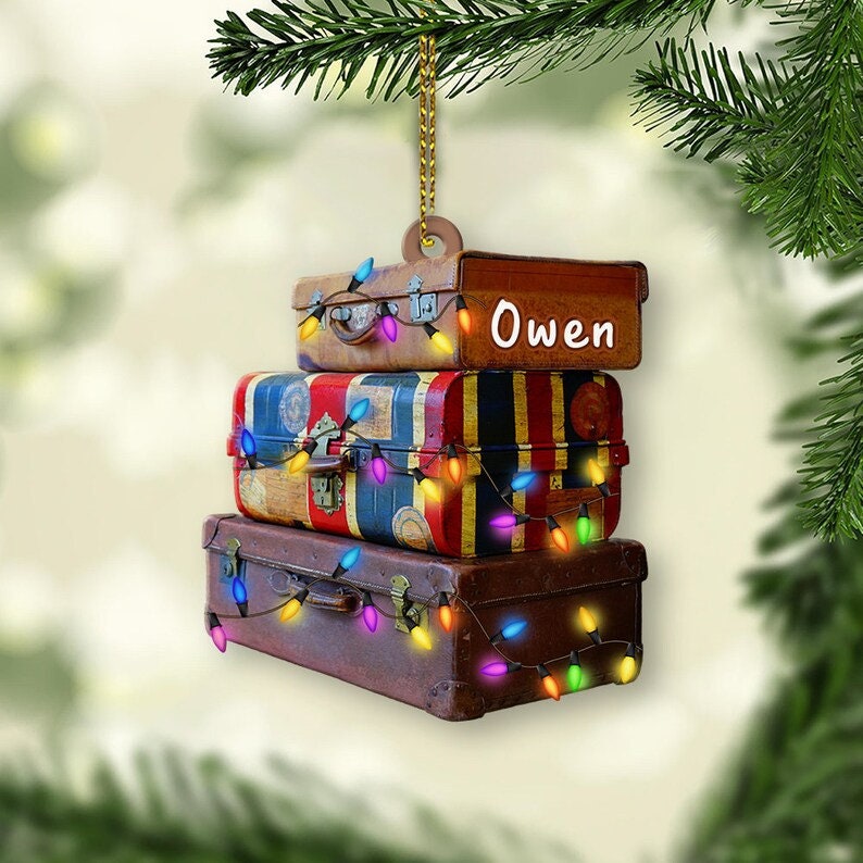 Home Décor Ornaments Travel Rollaway Suitcase Silver 4 Inch Resin Hanging Christ