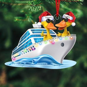 Duck Cruising Boat Personalized Ornament, Christmas Custom Acrylic Ornament, Duck Boat Ornament, Cruising Boat Ornament, Christmas Decor