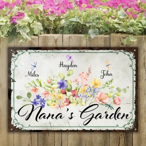 Personalized Metal Garden Sign For Nana, Custom Garden Sign for Mimi, Custom Metal Gardening Gift, Mother&#39;s Day Gift For Mom Grandmother