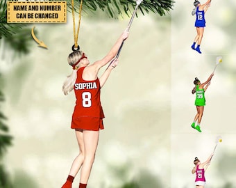 Gepersonaliseerde Lacrosse Spelers Kerst Ornament, Lacrosse Vrouwen Vrouwelijke Ornament, Cadeau voor Lacrosse Liefhebbers, Aangepaste naam en nummer Lacrosse