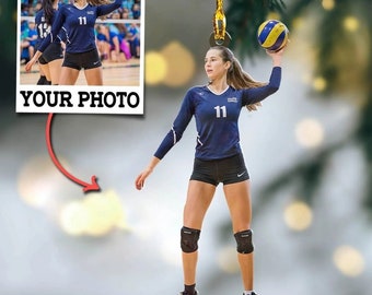 Custom Photo Volleyball Ornament, Volleyball Christmas Ornament, Custom Volleyball Ornament, Girl Volleyball Ornament, Volleyball Gifts