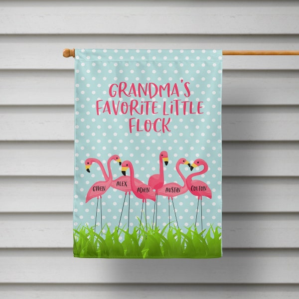 Personalized Garden Flag Gifts For Nana From Grandkids Grandma's Favorite Flock Cute Flamingo Custom Name Welcome Flag, Mother's Day Gift