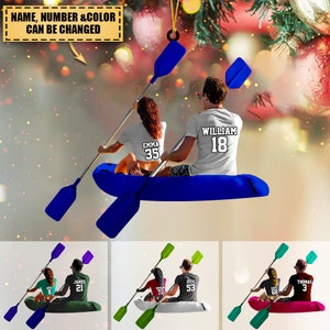 Personalized Kayak Couple Christmas Ornament, Custom Kayak Ornament, Gift For Kayaker Parter, Paddling Keepsake Gift, River Kayak Trip Decor
