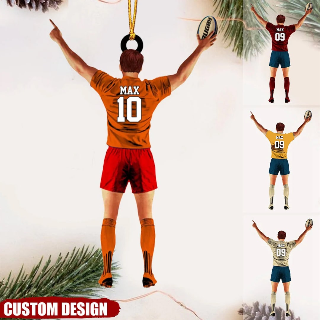 Personalized Rugby Male/boy/man Player Acrylic Christmas Ornament, Gift ...