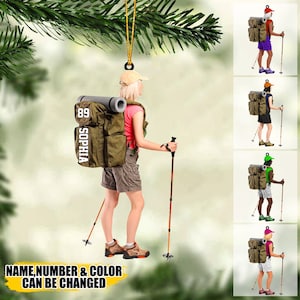Personalized Hiking Girl Ornament-Gift For Hiking Lovers, Climbing Gifts, Camping Gifts, Camping Lovers, Hiking Lovers, Custom Name Hiking