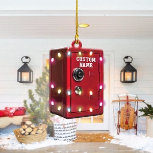Benutzerdefinierte Name Metall Safe Box Weihnachten leichte Verzierung, Weihnachtsbaum Dekor, geliebte Metall Safe Box Verzierung, Ornament Weihnachtsgeschenk