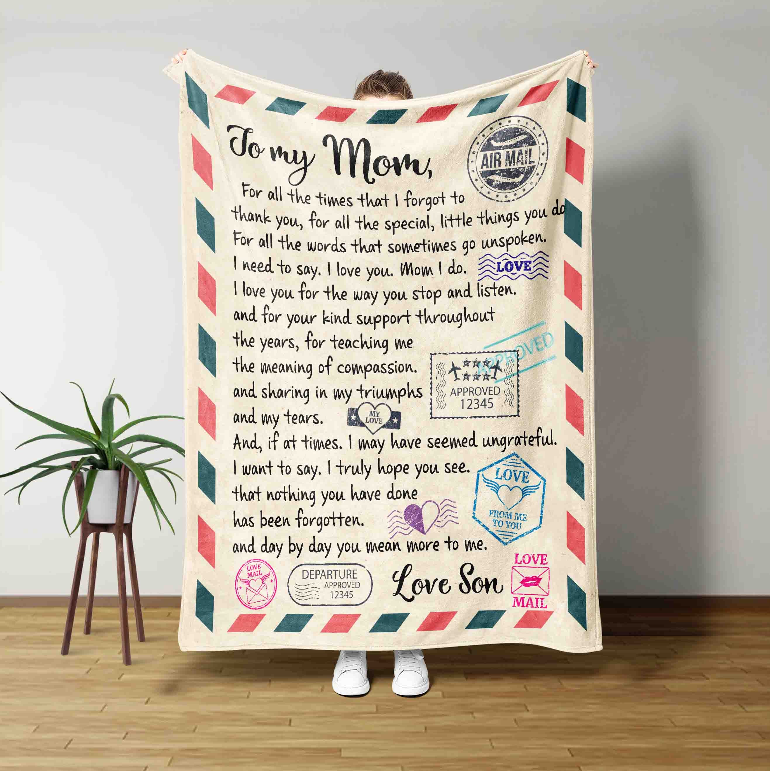 To My Mom Blanket, Mother Blanket, Letter From Son to Mom Blanket ...