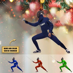 Personalized Fencing Christmas Ornament, Fencer Lovers Gift, Fencing Acrylic Ornament, Custom Name Outfit For Fencer, Christmas Fencer Decor