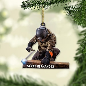 Personalized Welder Equipment Christmas Ornament, Welder Ornament, Metal Worker Gift, Welder Union Worker Ornament, Gift For Dad