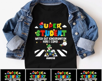 Camisa personalizada Super Kiddio nivelada, camisa de niño de grado personalizado, camisa de regreso a la escuela, camisa del primer día de la escuela, camisa de jardín de infantes