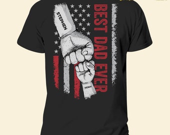 Personalized Father's Day Fist Bump T-Shirt, Custom Father Kids Names Shirt, Fathers Day Gift, Best Dad Ever Shirt, Dad Kids Matching Shirt