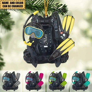 Personalized Scuba Diving Christmas Ornament, Scuba Diving Gear Acrylic Ornament, Gift for Diver, Christmas Tree Hanging Keepsake Ornament