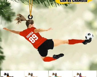 Ornement personnalisé de joueur de football, ornement de fille de football, ornement de football personnalisé, souvenir de football, ornement de Noël de football, football de fille