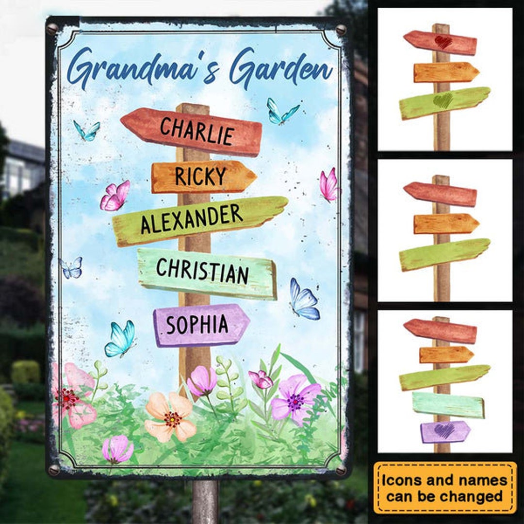 Personalized Grandma Door Sign - Best Gift For Family - Nana's Favorite Garden main image 1