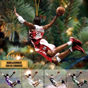 Personalized Basketball Player Dunk Acrylic Ornament, Custom Name Number Basketball Players Ornament, Basketball Keepsake, Basketball Gift