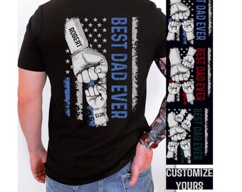 Personalized Dad Raised Fist Bump Shirt, Custom Kid Names Gift For Daddy, Best Dad Ever Shirt, Dad Kids Matching Shirt, Father's Day Gift