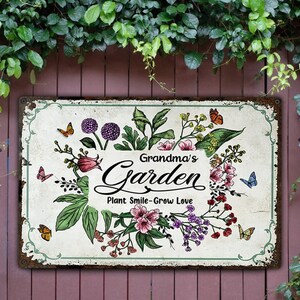 Personalized Metal Garden Sign For Nana, Custom Gardner Gift, Custom Yard Sign, Custom Grandkids Name, Mother&#39;s Day Gift For Mom Grandmother