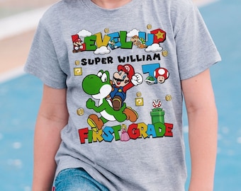 Camisa personalizada Super Kiddio nivelada, camisa de niño de grado personalizado, camisa de regreso a la escuela, camisa del primer día de la escuela, camisa de jardín de infantes