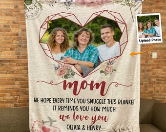 Personalized It Reminds You How Much We Love You Blanket, Custom Photo Blanket, Mother's Day Gift For Mom Grandma