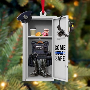 Personalized Police Locker Room Christmas Ornament, Police Come Home Safe Acrylic Ornament Gift, Police Uniform Department Christmas Decor