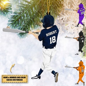 Personalized Baseball Boy Acrylic Christmas Ornament,  BaseBall Player Ornament, Baseball Keepsake, Baseball Christmas Ornament