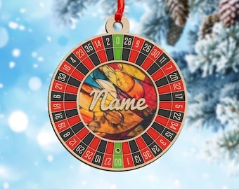Personalized Casino Roulette Wheel Christmas Ornament, Custom Casino Player Acrylic Ornament, Gift For Family, Christmas Ornament Keepsake