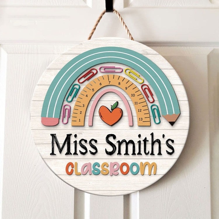 Personalized Teacher Door Sign, Teacher Name Sign, Teacher Door Hanger, Teacher Gift, Classroom Decor, Clasroom Wooden Sign, Back To School