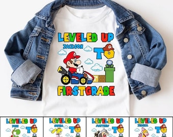 Camisa personalizada Super Kiddio nivelada, camisa de niño de grado personalizado, camisa de regreso a la escuela, camisa del primer día de la escuela, camisa de jardín de infantes
