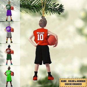 Personalized Basketball Boy Christmas Ornament, Custom Basketball Players Acrylic Ornament, Basketball Keepsake, Basketball Gift For Kid
