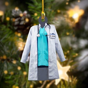 Personalized Doctor Coat Christmas Ornament, Doctor Ornament, Metal Worker Gift, Doctor Uniform Ornament, Gift For Medical Professionals