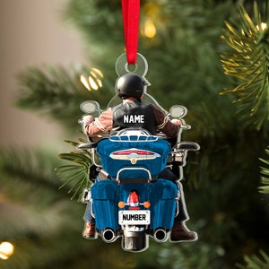 Personalized Biker Harley Motorcycle Ornament, Motorcycle Lover Ornament, Biker Acrylic Ornament , Motorcycle Biker Christmas Ornament