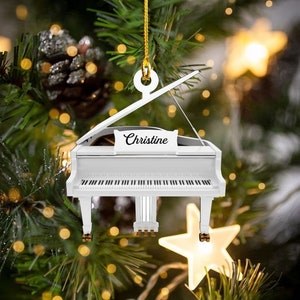 Personalized Piano Christmas Ornament, Music Christmas Flat Ornament, Piano Lovers Acrylic Ornament, Musician Gift, Piano Player Ornament