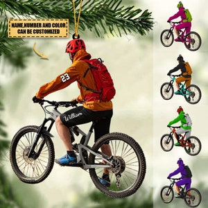 Personalized Mountain Biking Boy Christmas Ornament, Custom Mountain Bike Acrylic Ornament, Christmas Bicycle Tree Decor, Gifts For Biker