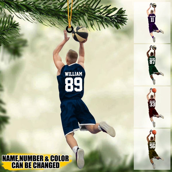 Personalized Basketball Christmas Ornament, Custom Name Number Basketball Players Ornament, Custom Acrylic Ornament, Basketball Keepsake