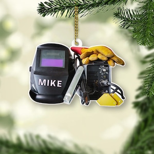Personalized Welder Equipment Christmas Flat Ornament, Welder Ornament, Metal Worker Gift, Welder Union Worker Ornament, Gift For Dad