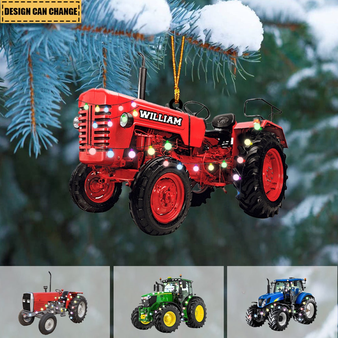 Personalized Farm Tractor Christmas Ornament, Custom Tractor Acrylic