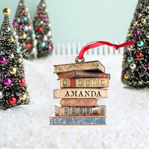Personalized Books Christmas Tree Ornament, Books Christmas Ornament, Reading Books Ornament Gift, Books Ornament Decor, Books Lover