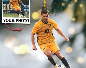 Custom Photo Ornament Gift For Soccer Player - Personalized Upload Photo Soccer Team Ornament Gift For Soccer Lovers- Acrylic