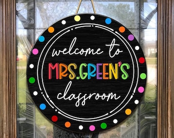 Personalized Teacher Door Sign, Teacher Name Sign, Teacher Door Hanger, Teacher Gift, Classroom Decor, Clasroom Wooden Sign, Back To School
