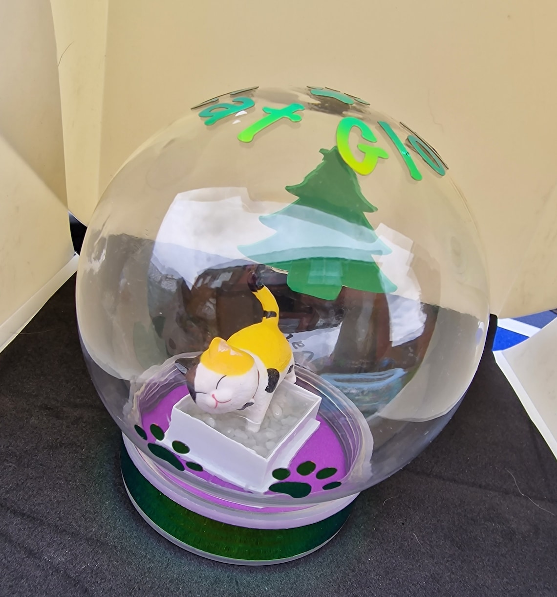 Cat Lovers Snow Globe Litter Tray Version Black and White Etsy UK