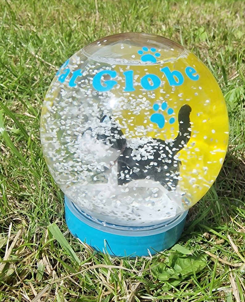 Cat Lovers Snow Globe Litter Tray Version Black and White Etsy UK