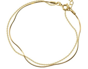 Dubbellaags dunne sierlijke armband goud - sterling zilver 925 goud - elegant en minimaal perfect cadeau voor haar - gemaakt om elke dag te dragen!