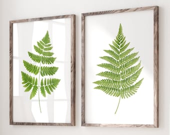 Green watercolor fern print set of 2 Fern Plant poster Painted fern prints Fern Painting Botanical prints Watercolor greenery wall art gift