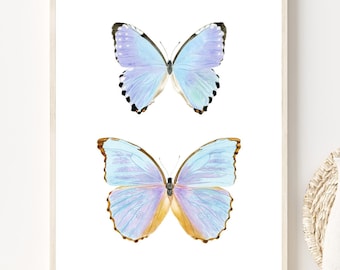 blue butterfly wall art, Morpho butterfly print, blue butterfly print, watercolor butterfly painting, entomology gift insect art print decor