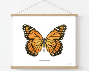Monarch butterfly print, Monarch butterfly painting, Monarch butterfly wall art, viceroy butterfly poster, orange butterfly wall decor gift