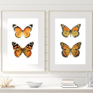 Watercolor Monarch Butterfly Wall Art Set of 2 Monarch Butterfly Print Monarch Poster Butterfly Lover Gift Burnt Orange Insect Art Print