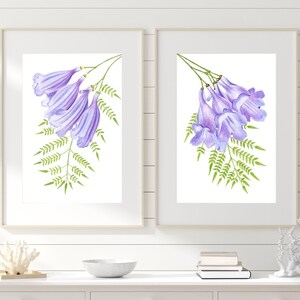 JACARANDA ART PRINT set of 2, jacaranda botanical print, jacaranda watercolor painting, jacaranda floral print, jacaranda wall art, lavender
