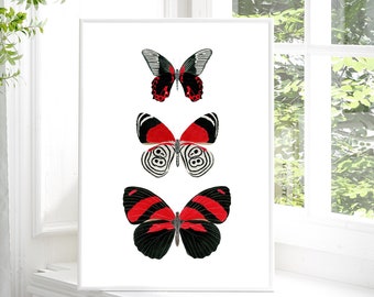 Red Butterfly Print Colorful Butterfly Wall Art Butterfly Poster Butterfly Artwork Watercolor Butterfly Painting Butterfly Room Decor gift