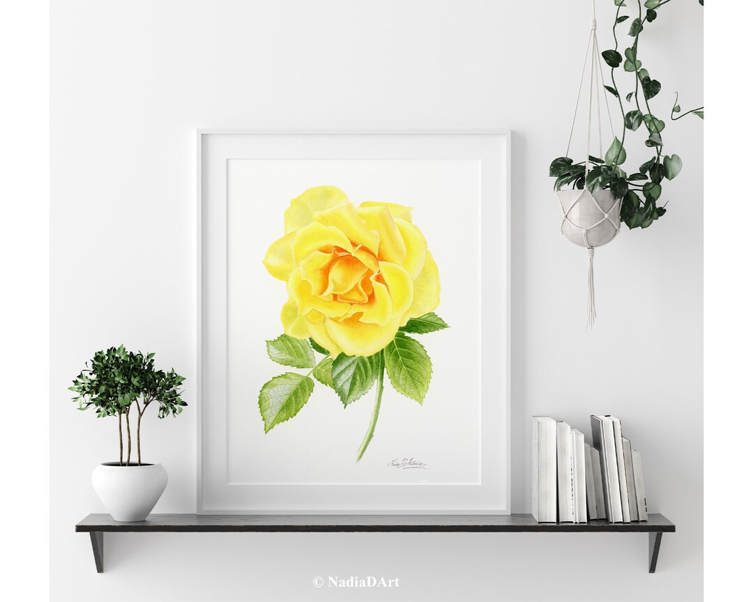 YELLOW ROSE FLOWER Art Print Yellow Rose Wall Art Yellow Etsy