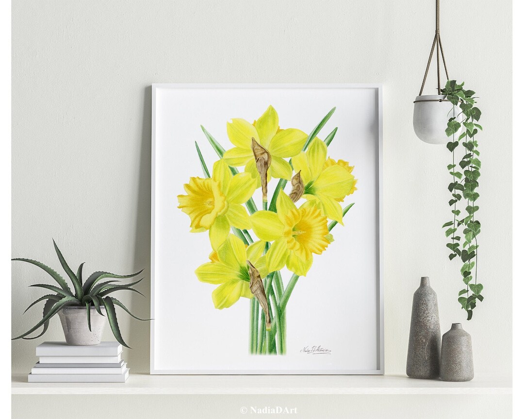 DAFFODIL Art Print, Daffodil Watercolor Painting, Yellow Flower Artwork ...